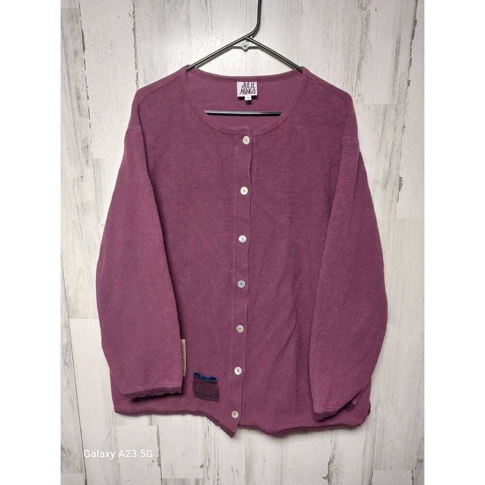 Julie Mango Women's 1X  Purple Cotton Cardigan